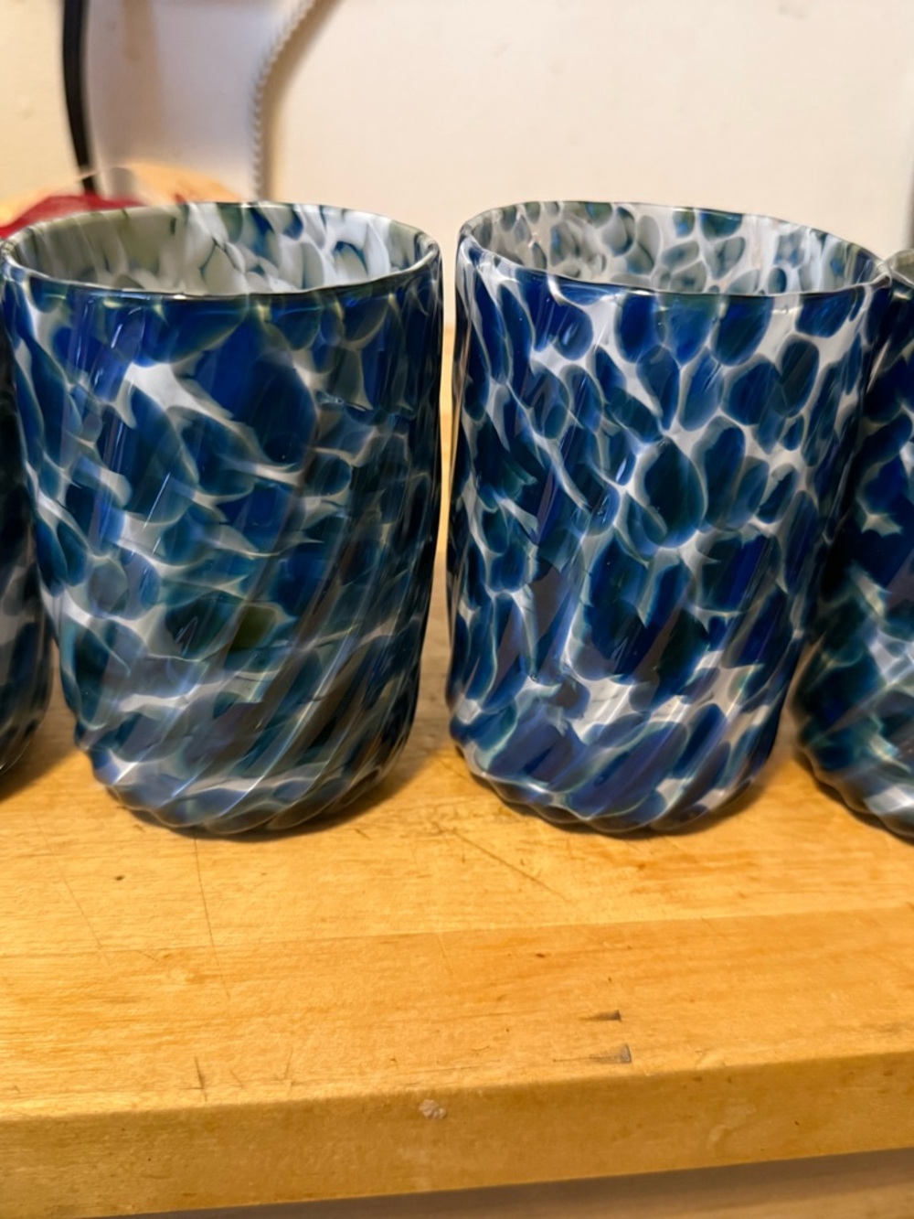 Blue Speckled Handblown Glass Tumbler - Set of 4